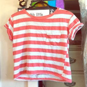 Pink and white stripes crop top